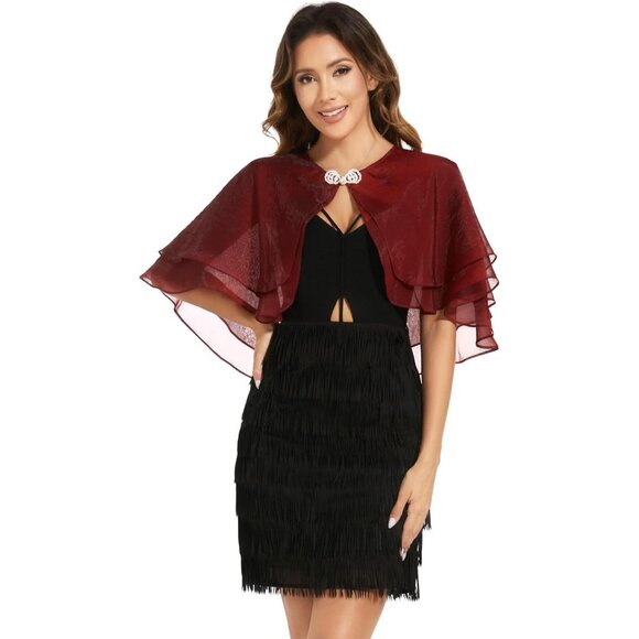 Women's Sheer Tencel Shawls and Wraps Ruby